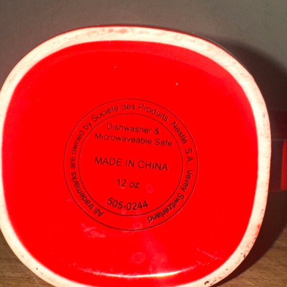 Nescafe Red Ceramic Holiday Mug Set 12 Oz With Handle Snowflake Reindeer Design - Picture 5 of 8